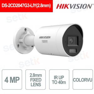 DS-2CD2047G3-LIY 4MP ColorVu 2,8 mm F1.0 IP67 Caméra hybride intelligente avec apprentissage profond - Hikvision