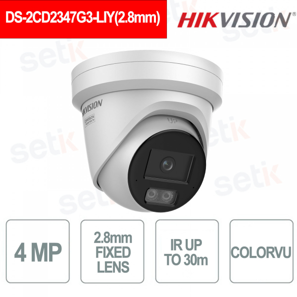 DS-2CD2347G3-LIY 4MP 2,8 mm ColorVu IP67 Détection humaine et véhicule par IA - Hikvision
