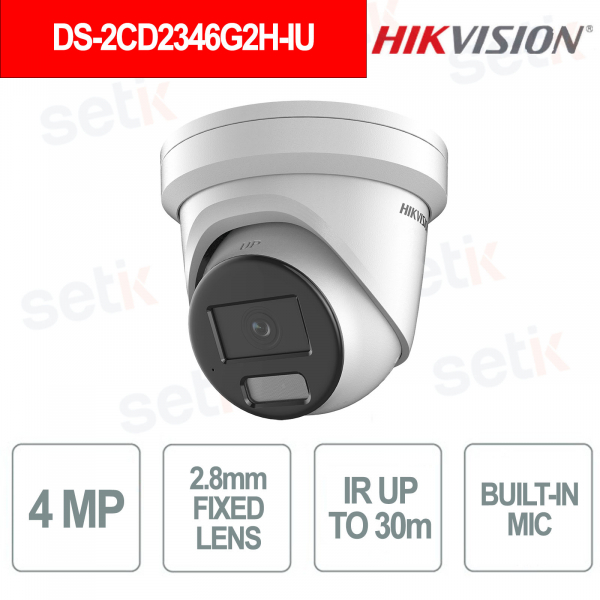 Caméra AcuSense DarkFighter 4 MP 2,8 mm DS-2CD2346G2H-IU IP67 avec WDR 120 dB et portée IR 30 m - Hikvision