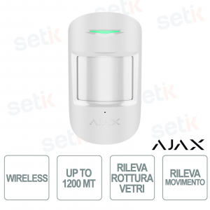 Ajax Superior CombiProtect Jeweller White – Wireless PIR + Glass Break Sensor with Pet Immunity and 1,200 m Range