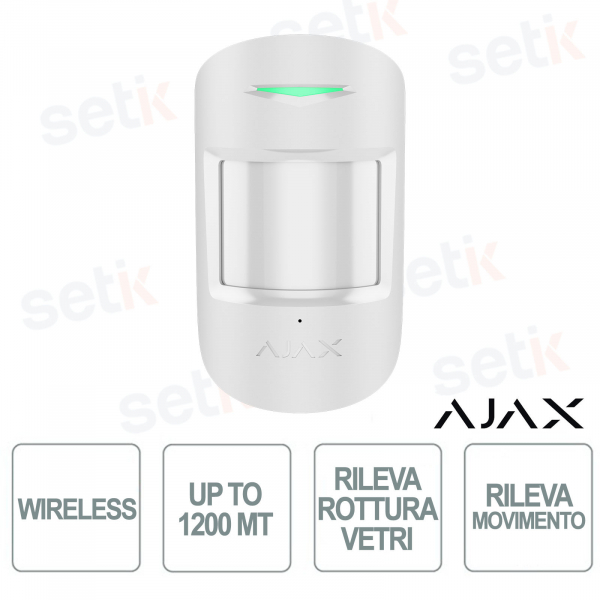 Détecteur de mouvement et de bris de verre infrarouge sans fil Ajax Superior CombiProtect Jeweller avec microphone - Noir