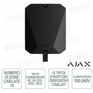 Ajax Superior MultiTransmitter Fibra Nero – Modulo Integrazione 18 Zone con Tecnologia Fibra e Protezione Tamper