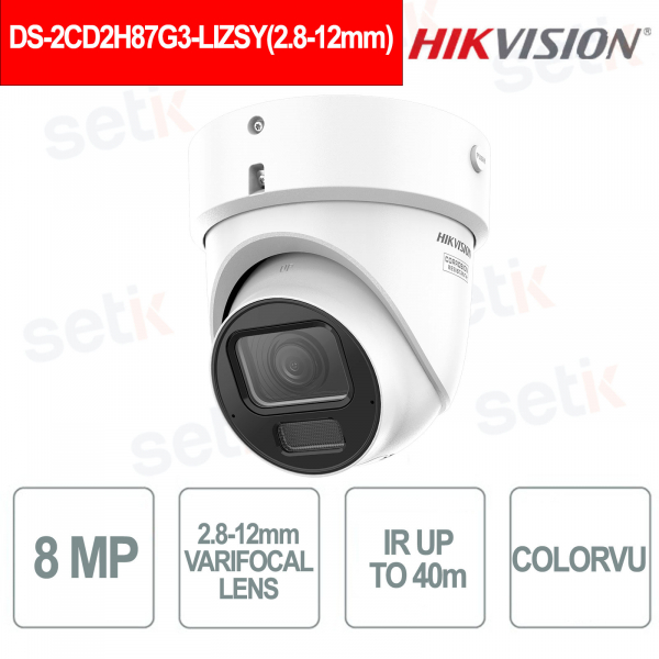 DS-2CD2H87G3-LIZSY 8MP Varifocal 2,8-12 mm ColorVu IP67 IK10 Smart Hybrid Light - Hikvision