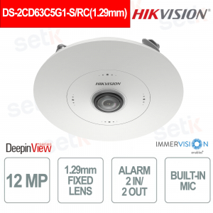 DS-2CD63C5G1-S/RC 12MP Fisheye 360° Fixed Lens 1.29mm Deep Learning People Counting - Hikvision