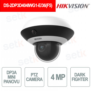 DS-2DP3D404IWG1-E/36 4MP Mini PanoVu PTZ 4x DarkFighter IP54 con IR 20m e PoE - Hikvision