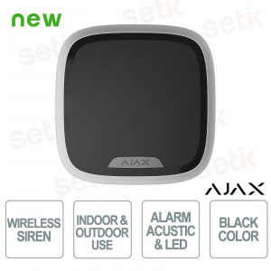 Superior StreetSiren Plus Jeweler – Sirène sans fil pour intérieur et extérieur – Noir – Ajax