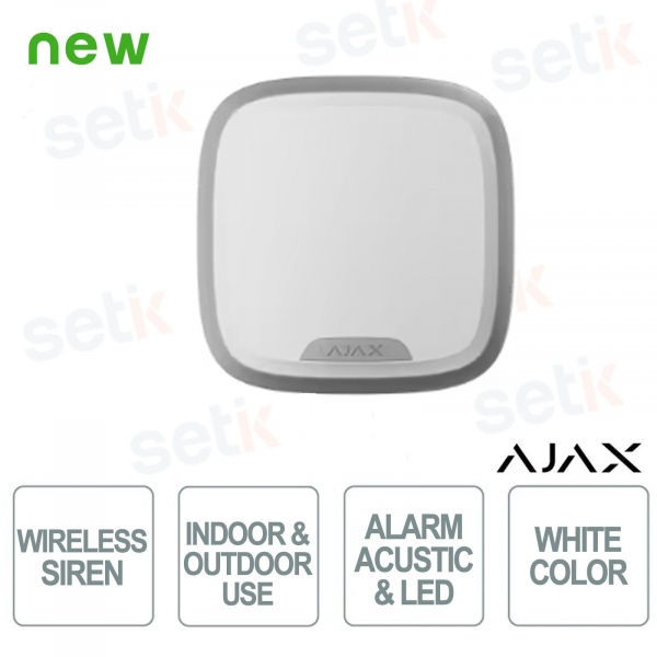 Superior StreetSiren Plus Jeweller-Sirena wireless per interno e esterno - Colore Bianco - Ajax
