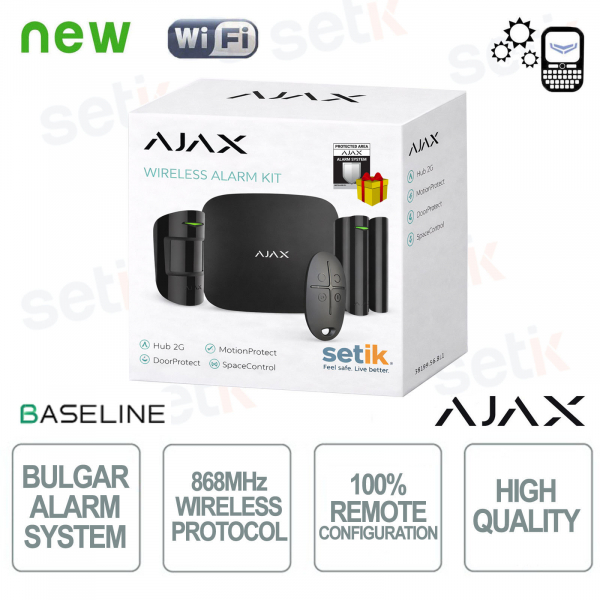 Kit d'alarme sans fil GPRS / Ethernet professionnel AJAX noir