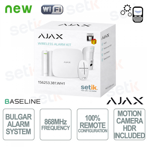 Kit de démarrage Ajax Cam HDR sans fil GPRS/Ethernet 2 SIM 2G HDR Version blanche