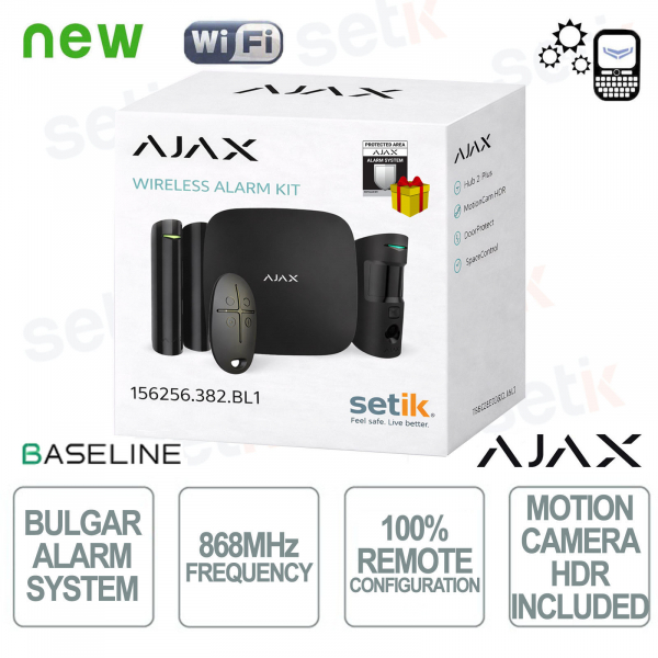 Kit de démarrage Ajax Cam Plus HDR sans fil GPRS/Ethernet 2SIM 4G HDR Version noire