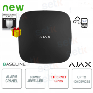 Ajax Hub (2G) Jeweller Black – Smart Alarm Control Panel with Cloud Connection and 15h Battery
