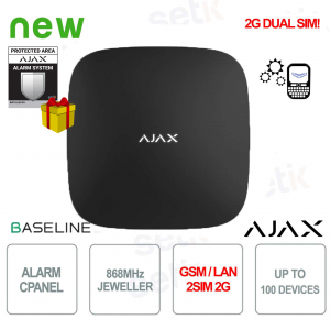 Ajax Hub 2 (2G) Jeweller Black – Smart Wireless Security Control Panel