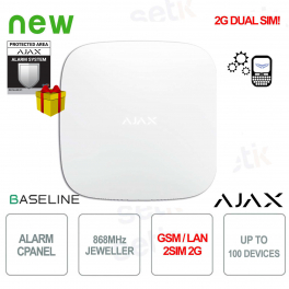 Ajax Hub 2 (2G) Jeweller White – Smart Wireless Security Control Panel