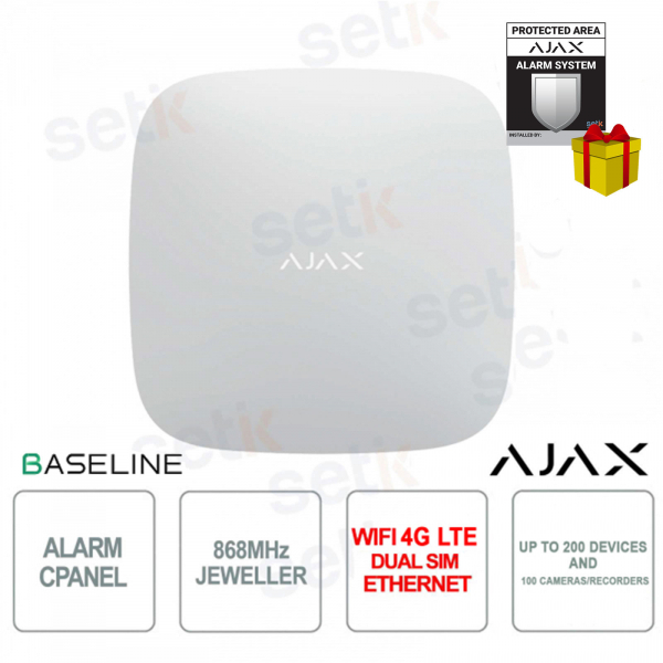 Ajax Hub 2 Plus Jeweler White – Smart Burglar Alarm Control Panel with Photo Verification and Dual SIM