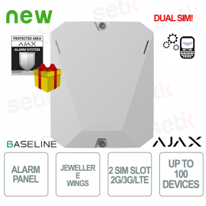 Ajax Hub BP Jeweller White: Wireless Alarm Control Panel with Long Battery Life and Maximum Security