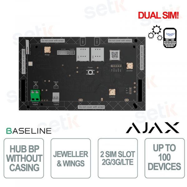 Ajax Hub BP Jeweler sans boîtier – Panneau de contrôle d'alarme sans fil avec vérification SIM et photo