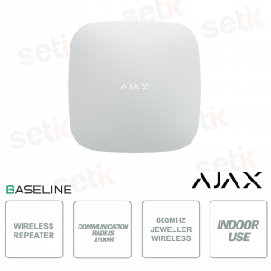 Ajax ReX 2 Jeweler Blanc : Répéteur de portée avancé avec vérification photo