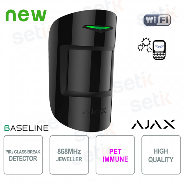 Ajax CombiProtect Jeweler Black: High-Security Wireless PIR and Glass Breakage Sensor
