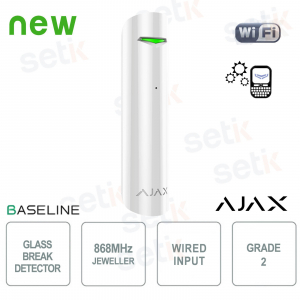 Ajax GlassProtect Jeweller Blanc : Capteur de bris de verre sans fil haute précision