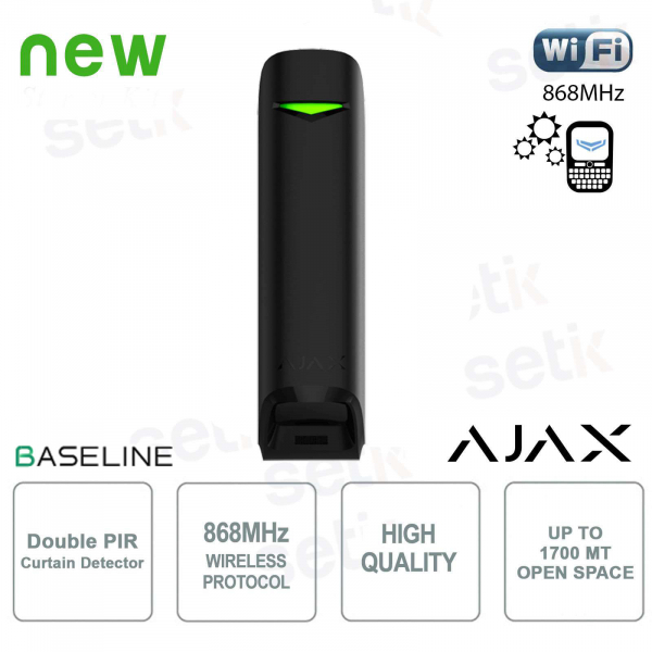 Ajax MotionProtect Curtain Jeweller Black: High-Precision 15m IR Curtain Sensor