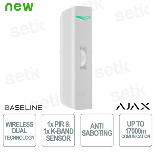 Ajax Curtain Outdoor Mini Jeweller – Wireless Outdoor PIR and Microwave Curtain Sensor, 5 m Range, IP55, Anti-sabotage