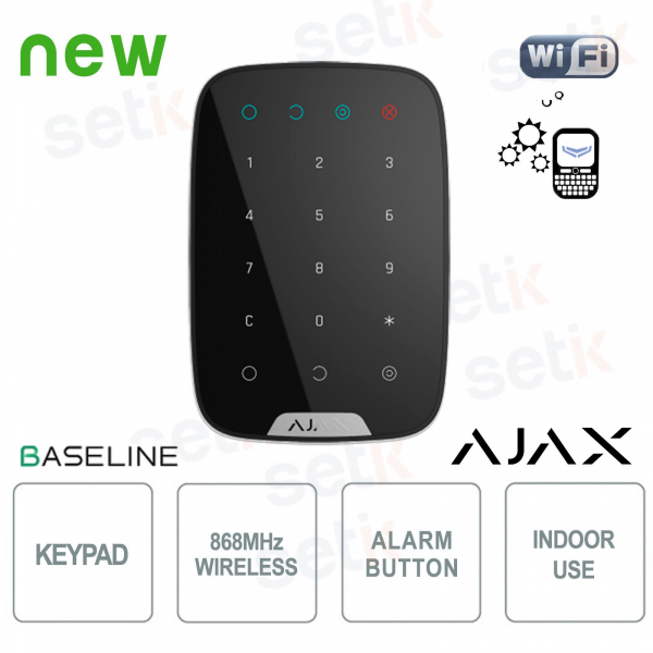 Ajax KeyPad Jeweler Black: Wireless Touch Keypad with Secure Codes and Tamper-Resistant Features