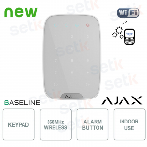 Ajax KeyPad Jeweller Bianco: Tastiera Wireless Touch con Codici Sicuri e Funzioni Antimanomissione
