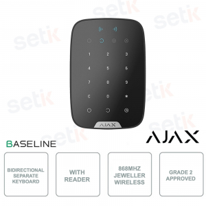 Ajax KeyPad Plus Jeweller Nero: Tastiera Wireless Touch con Autenticazione Contactless e Sicurezza Avanzata