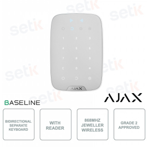 Ajax KeyPad Plus Jeweller Bianco: Tastiera Wireless Touch con Autenticazione Contactless e Sicurezza Avanzata