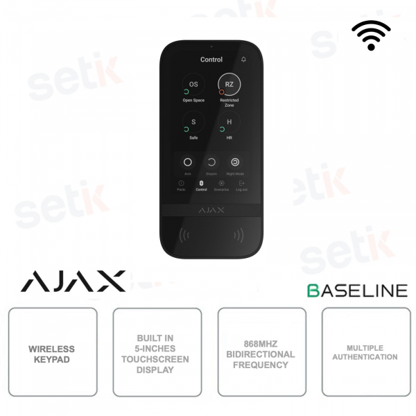 KeyPad Ajax TouchScreen Jeweller Nero: Tastiera Touch 5" con Sicurezza Avanzata