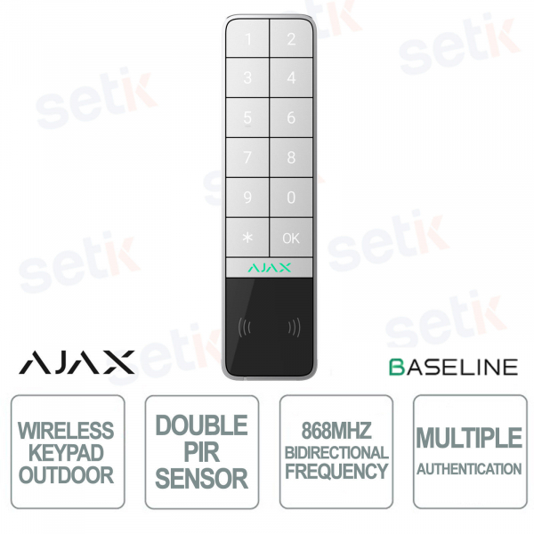 Clavier sans fil Ajax KeyPad Outdoor blanc : contrôle sûr et intelligent