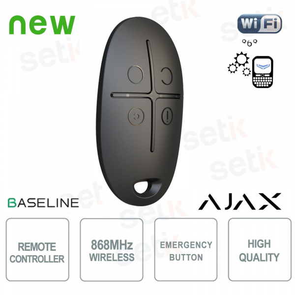 Ajax SpaceControl Jeweller Black: Wireless Security Remote Control with 4 Buttons