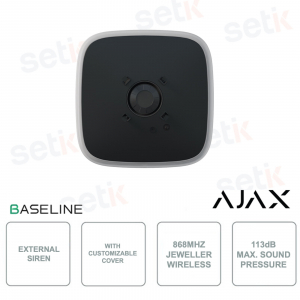 Ajax StreetSiren DoubleDeck Jeweller Nera Sirena Wireless da Esterno e Interno con Allarme 113 dB e Protezione Anti-Sabotaggio