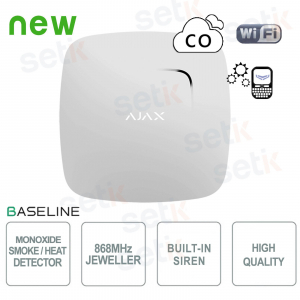 Détecteur de fumée, de monoxyde de carbone et de température sans fil Ajax FireProtect Plus Jeweller blanc