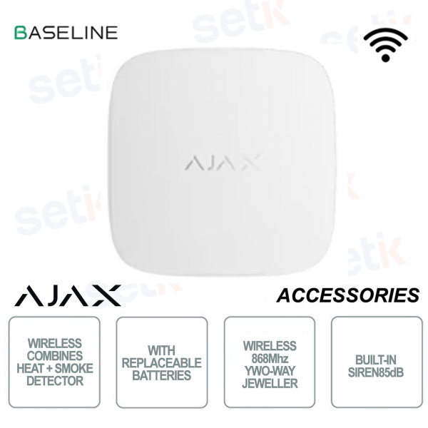 Ajax FireProtect 2 RB White – Wireless Fire Detector with Smoke, Heat and Carbon Monoxide Sensor Jeweller