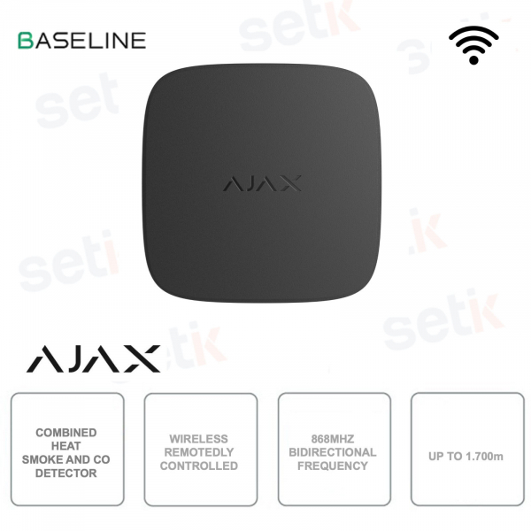 Ajax FireProtect 2 SB Nero – Rilevatore Fumo, Calore e CO Wireless Jeweller