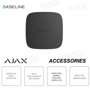 Ajax FireProtect 2 RB Nero – Rilevatore Antincendio Wireless con Sensore di Calore Jeweller