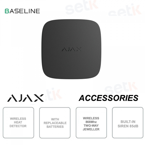 Ajax FireProtect 2 RB Nero – Rilevatore Antincendio Wireless con Sensore di Calore Jeweller
