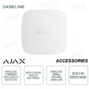 Ajax FireProtect 2 SB Bianco – Rilevatore Calore e Monossido di Carbonio Jeweller