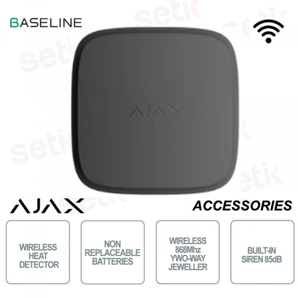 Ajax FireProtect 2 AC Black – Network Fire Detector with Jeweler Heat Sensor
