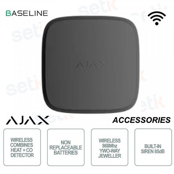 Ajax FireProtect 2 AC Black – Jeweler Network Smoke and Heat Detector