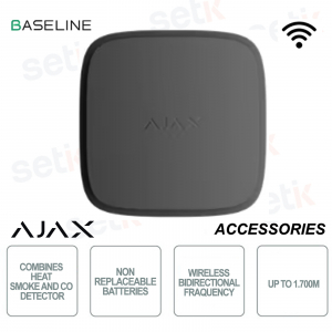 Ajax FireProtect 2 AC Jeweller Black – Smart Fire Detector with Smoke, Heat and Carbon Monoxide Sensor