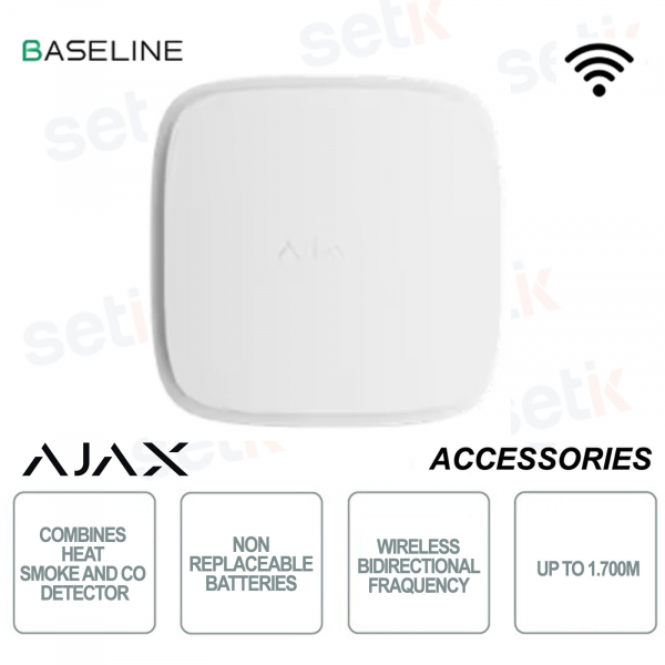 Ajax FireProtect 2 AC Jeweller White – Smart Fire Detector with Smoke, Heat and Carbon Monoxide Sensor