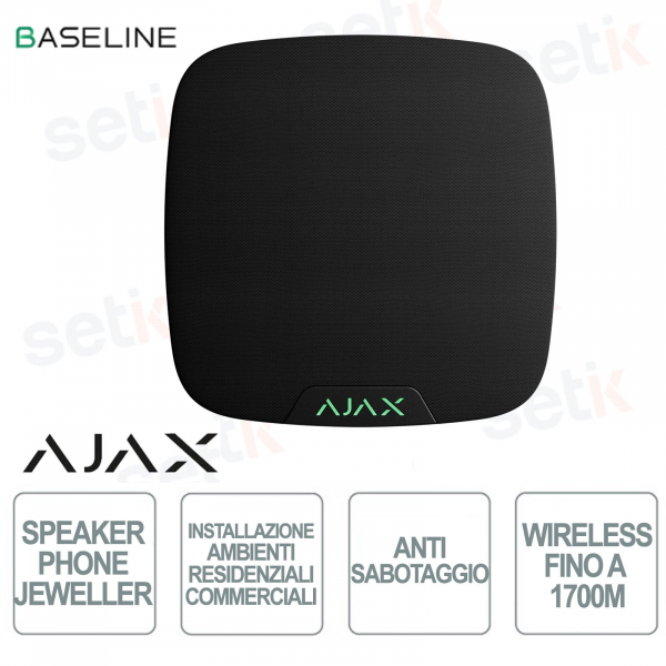 Ajax SpeakerPhone Jeweller Noir – Module vocal sans fil pour la vérification d'alarme