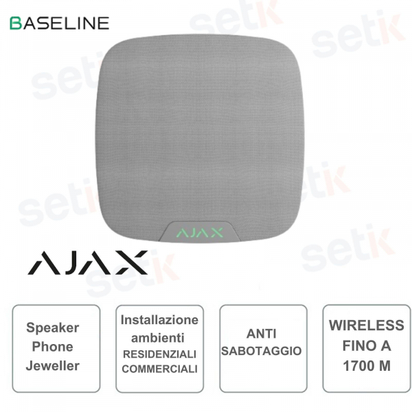 Ajax SpeakerPhone Jeweller Blanc – Module vocal sans fil pour la vérification d'alarme