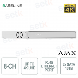 Enregistreur vidéo réseau (NVR) Ajax H2DAC 8 canaux noir avec intelligence artificielle intégrée et prise en charge 4K - Ajax
