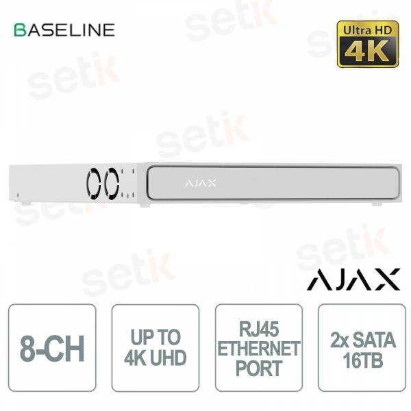 Ajax H2DAC 8-Channel White NVR with Integrated AI and 4K Support - Ajax