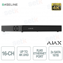 NVR H2DAC 16 Canali Nero 4K HDMI con AI, H.265, 2 HDD fino 16TB, ONVIF e 160 Mbps per Videosorveglianza Professionale - Ajax