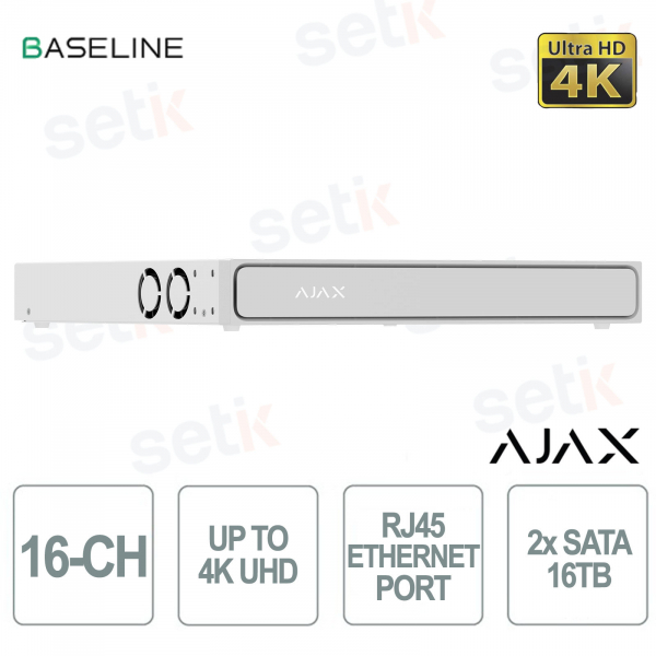 Ajax H2DAC 16-Channel White NVR with Integrated AI and 4K Support - Ajax