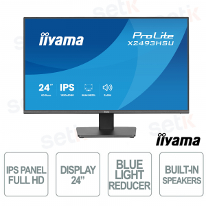 iiyama ProLite X2493HSU-B1 24" IPS Full HD 120Hz monitor, ultra-slim, Flicker Free, Low Blue Light, HDMI, DisplayPort, USB Hub